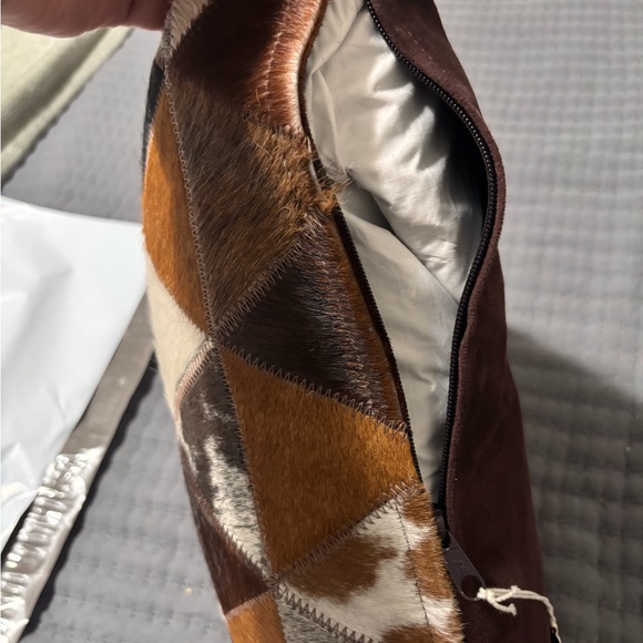 Geometric Patchwork Cowhide Pillow - Picture 8 of 9